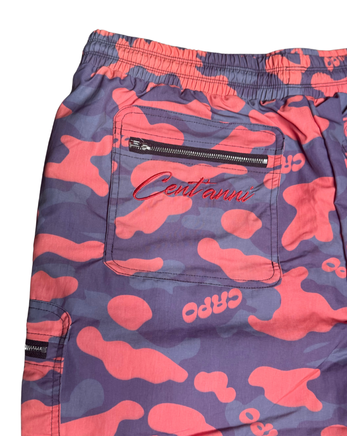 Cardinal Red Nylon Camo Shorts