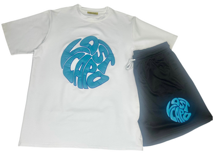 Teal & Black Mesh Shorts/Tee Set