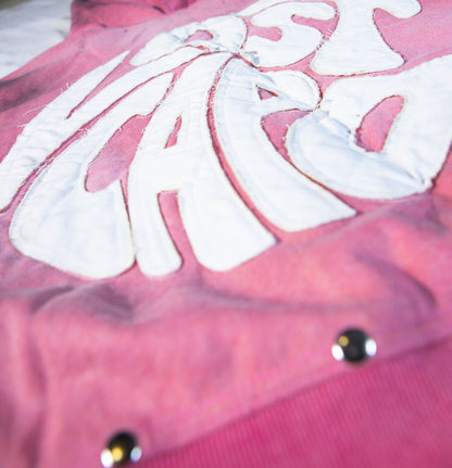 Distressed Pink Zip-Up Hoodie – “Rosé Revenge”