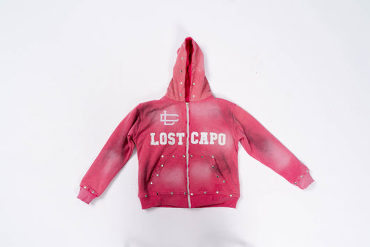 Distressed Pink Zip-Up Hoodie – “Rosé Revenge”