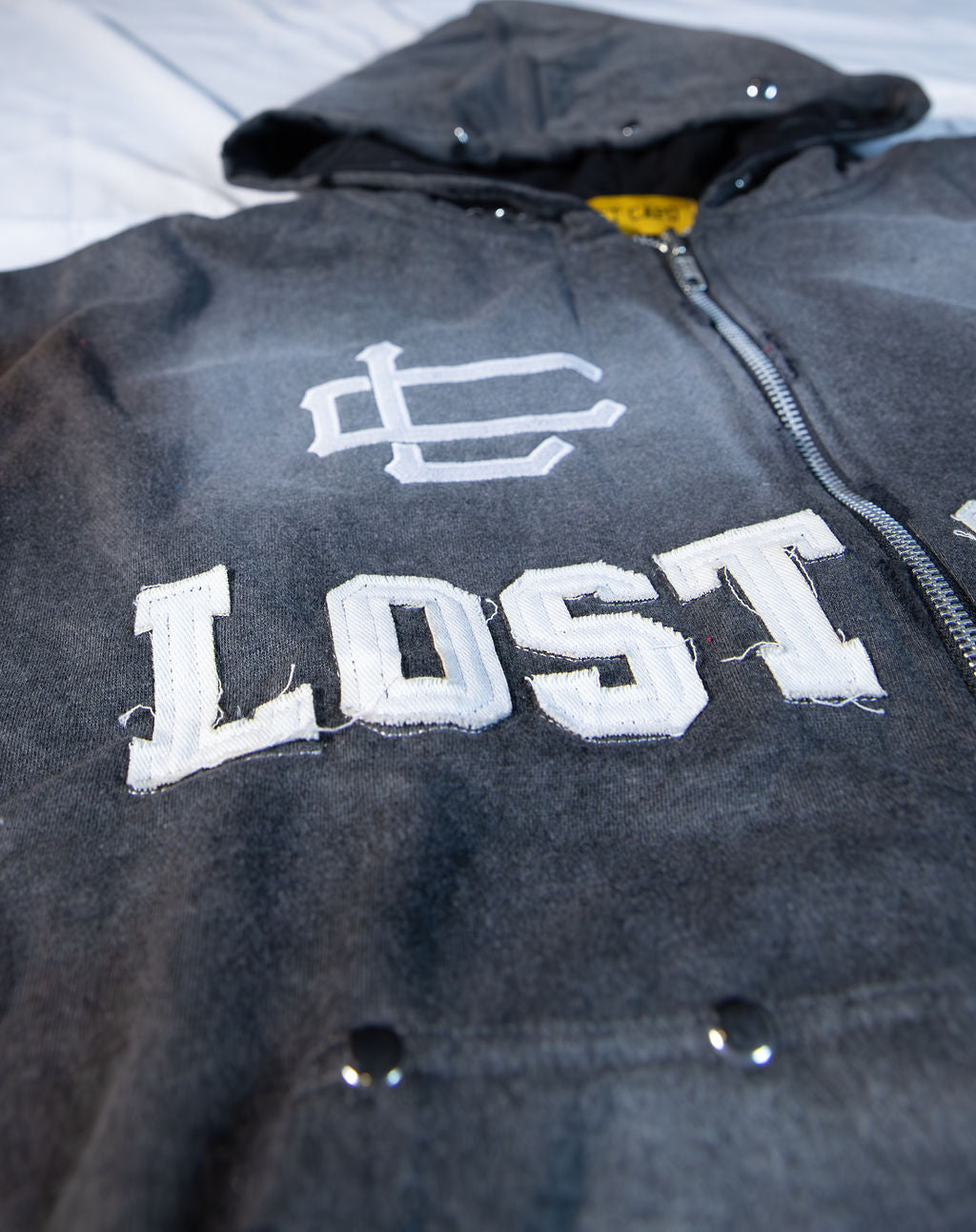 Distressed Grey Zip-Up Hoodie – “Concrete Jungle”