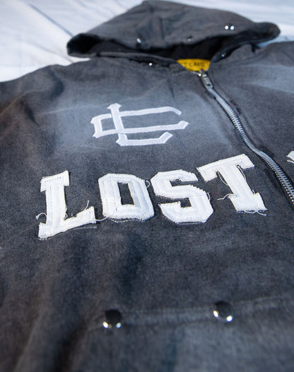 Distressed Grey Zip-Up Hoodie – “Concrete Jungle”