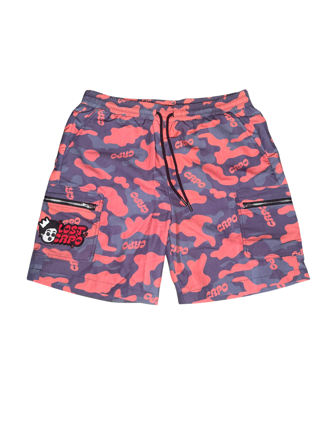 Cardinal Red Nylon Camo Shorts