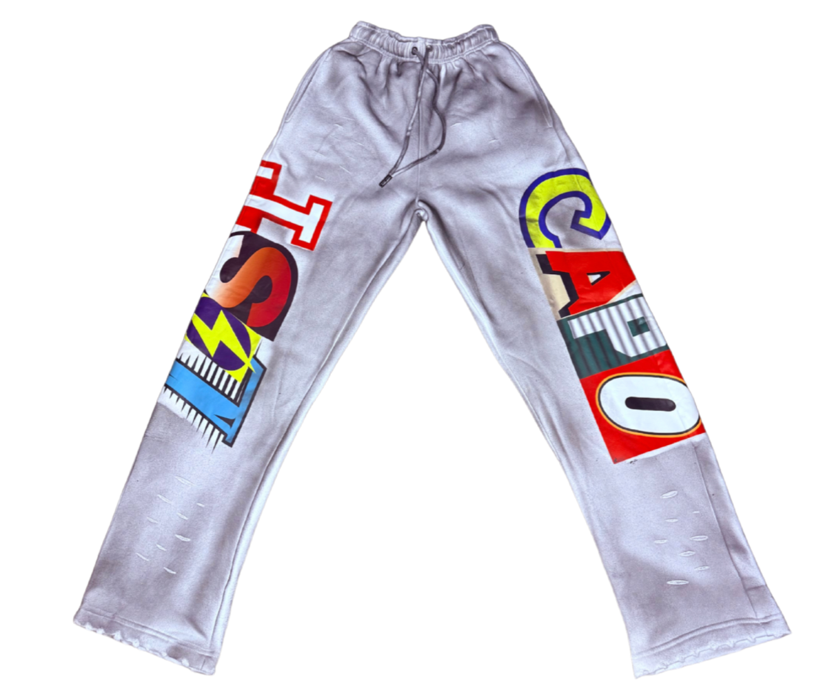 Ransom Zip-Up Set  “Newspaper” White